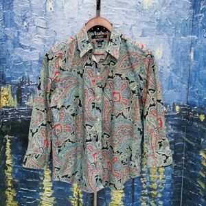 Chaps Paisley Blouse Lg No Iron